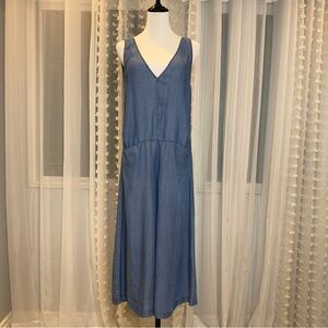 Zara V-Neck Lightweight Denim Sleeveless Jumpsuit